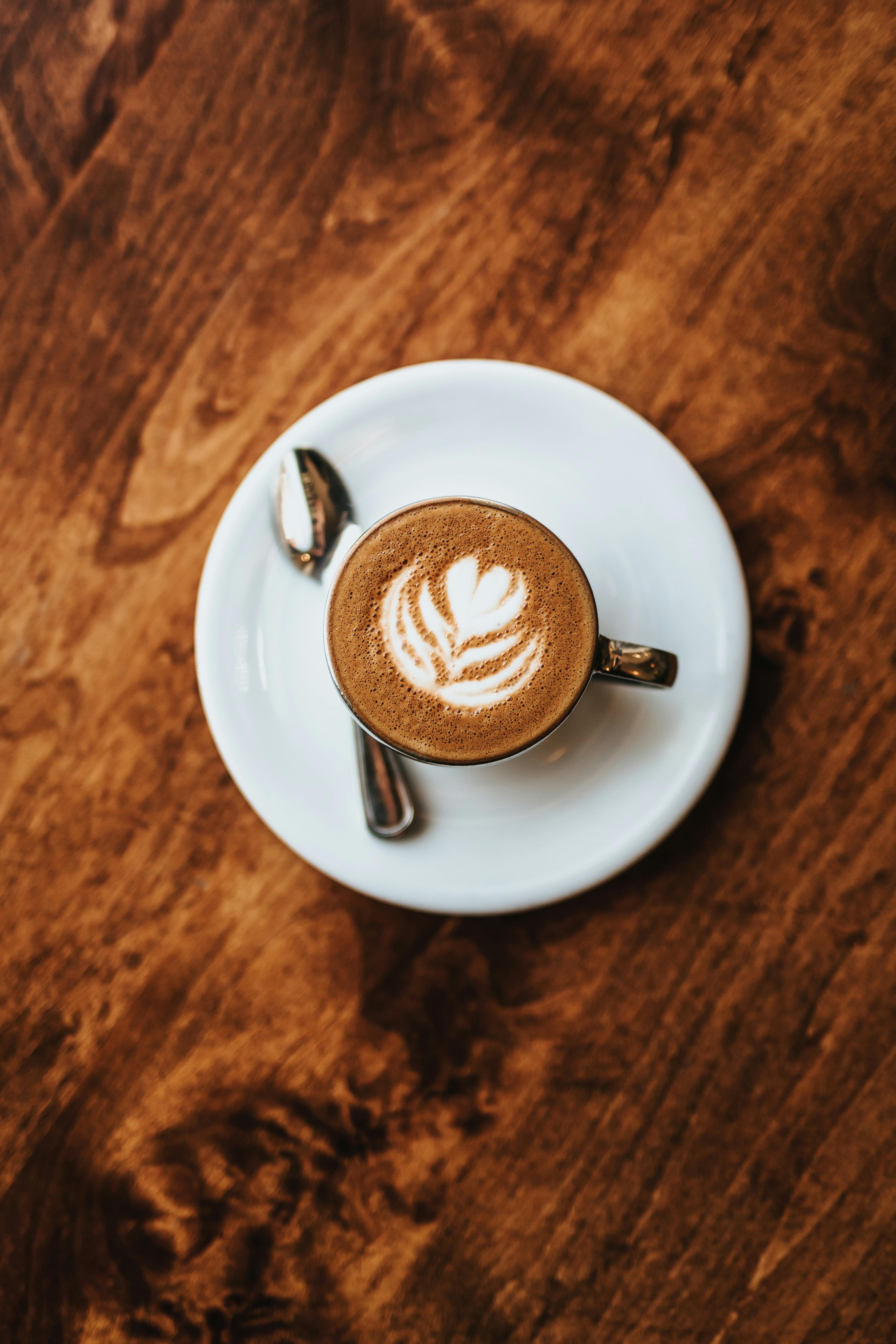 Latte on a wooden table