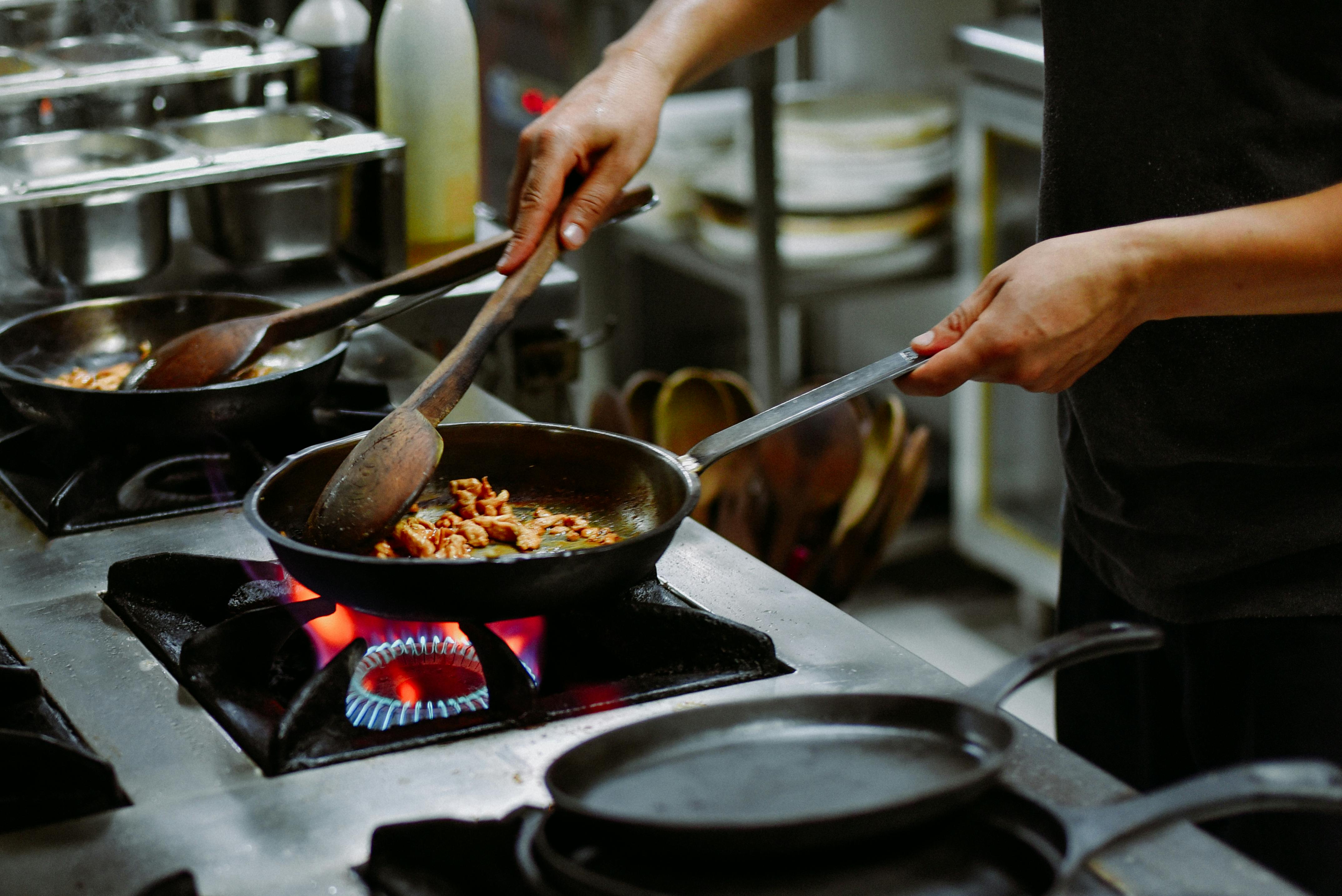 Chef cooking in a restaurant kitchen